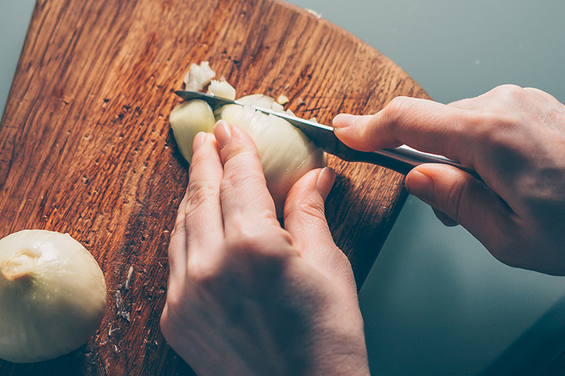 chopping onion
